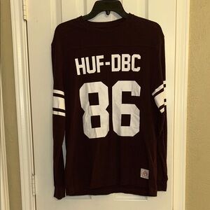 NWOT Wine Heather HUF Wrecking Crew L/S Football Jersey Mens Small